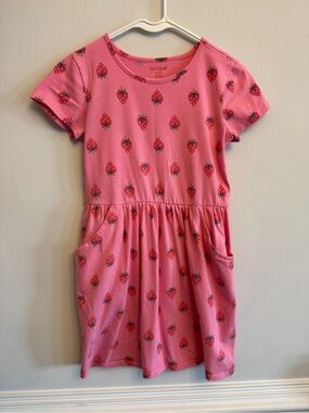Cat & Jack Pink Strawberry Print Knit Pocket Dress